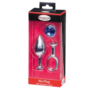 MALESATION Alu-Plug with handle & crystal large, chrome